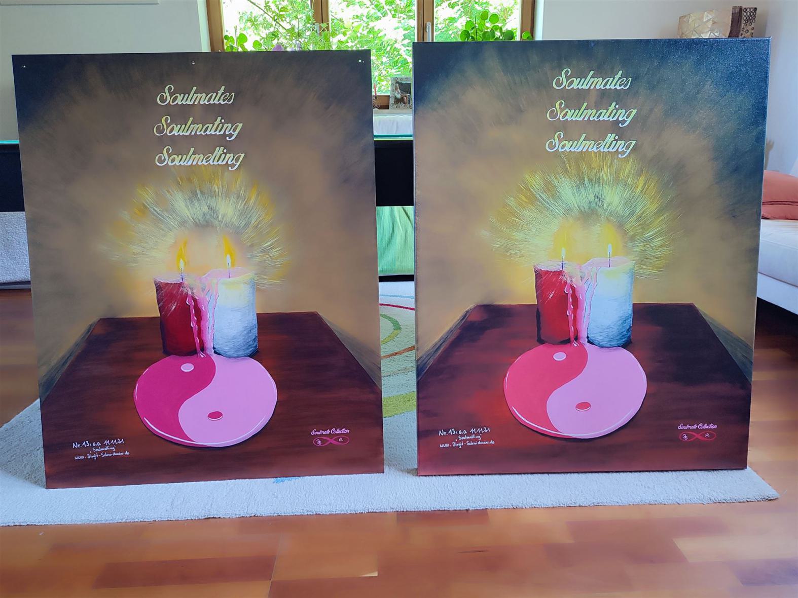 Links das Original, rechts der Kunstdruck auf Leinwand